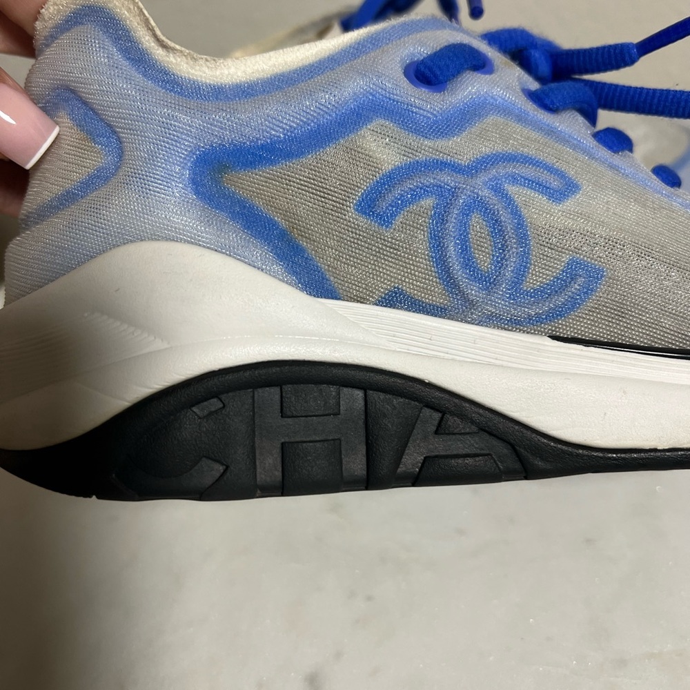 Chanel White & Blue Sneakers - Picture 6 of 7